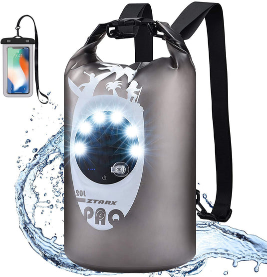 KinWild Dry Bag Waterproof with Solar Bluetooth Speaker & Light