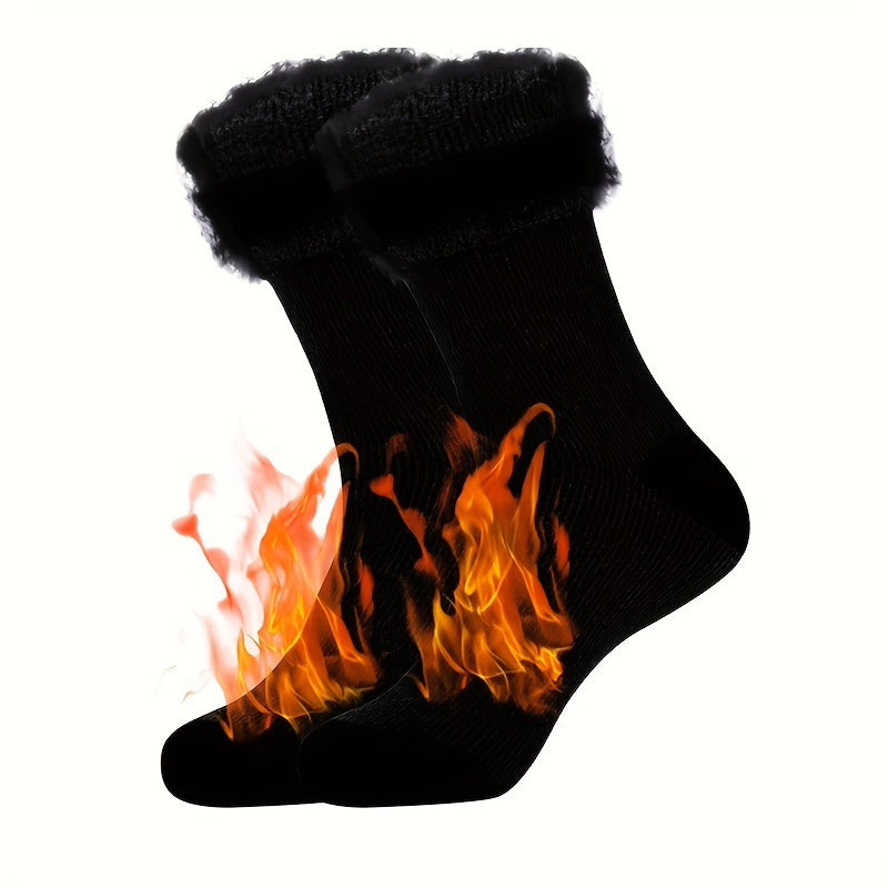 Load image into Gallery viewer, KinWild 2 Pairs Of Thick Warm Solid Crew Socks