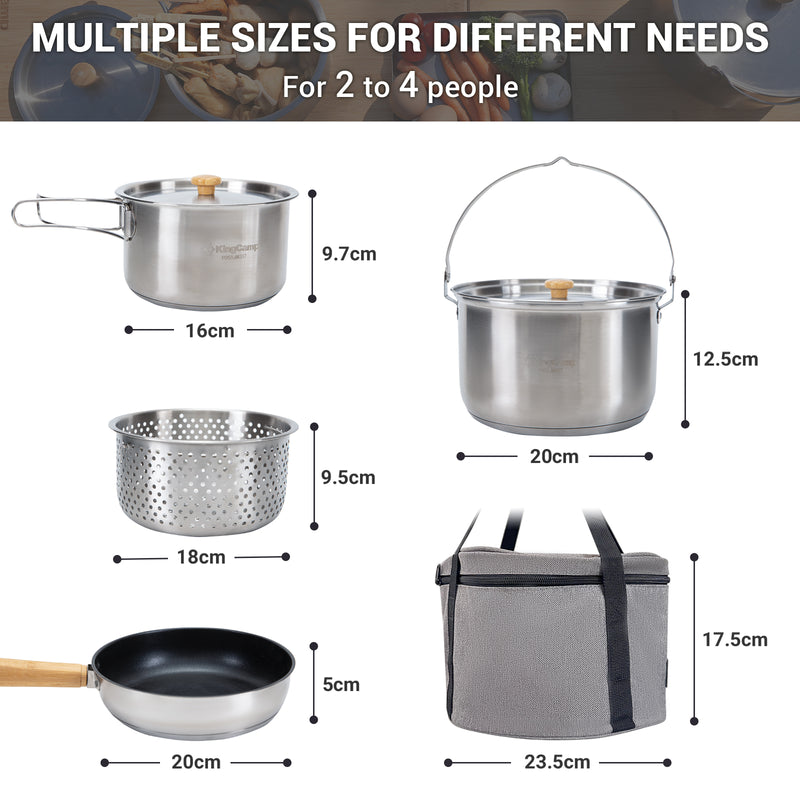 Load image into Gallery viewer, KingCamp Stainless Steel Cookware Set