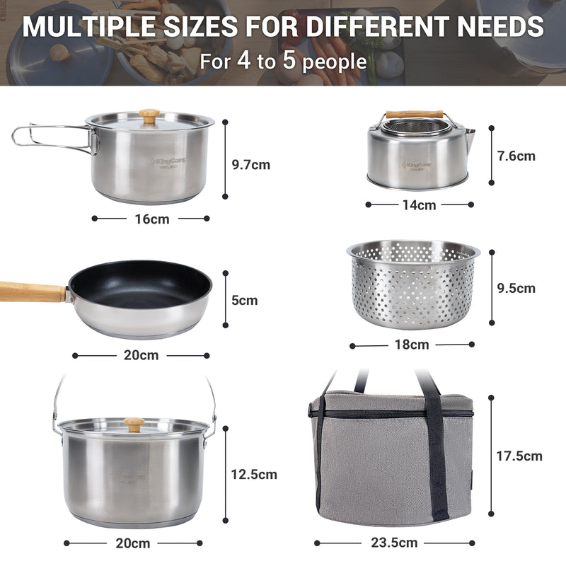 Load image into Gallery viewer, KingCamp Stainless Steel Cookware Set