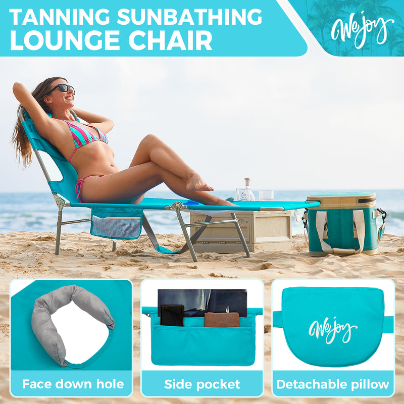 Load image into Gallery viewer, WEJOY Folding Adjustable Back Fabric Beach Lounger