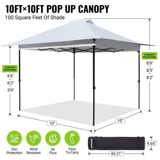 FUNDANGO 10x10ft Pop Up Outdoor Canopy Tent Sun Shelter Tent