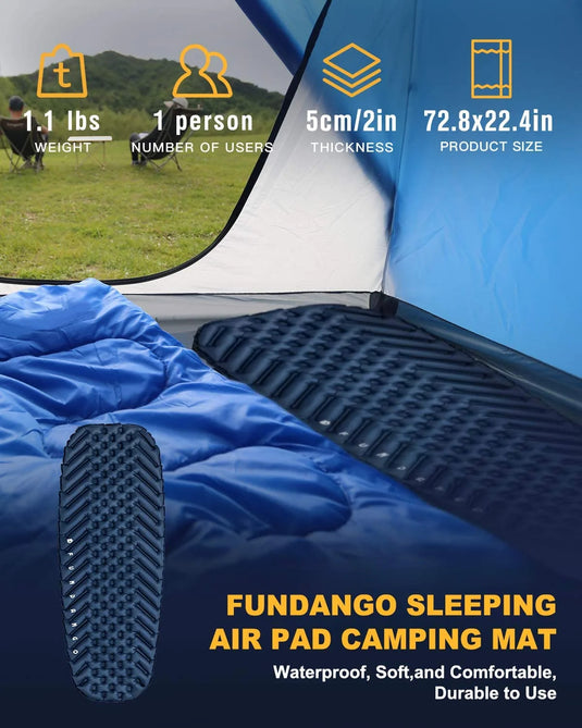 FUNDANGO Single Air Pad Ultralight Inflatable Camp Mattresses Sleeping Pad