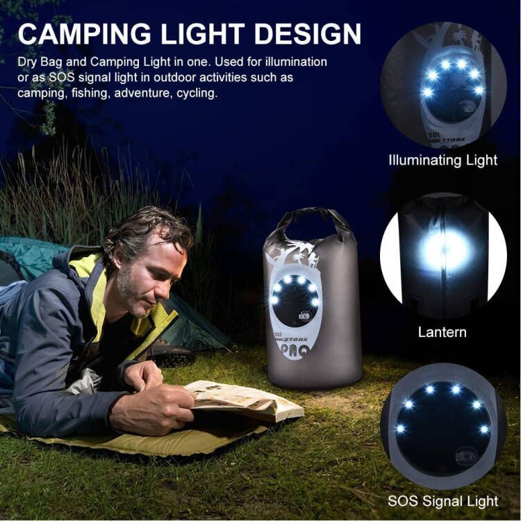 Load image into Gallery viewer, KinWild Dry Bag Waterproof with Solar Bluetooth Speaker & Light