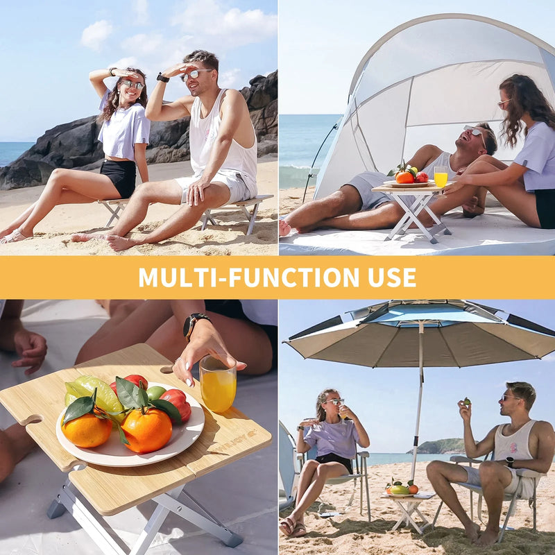 Load image into Gallery viewer, WEJOY Bamboo 4333 Mini Picnic Table with Umbrella Hole