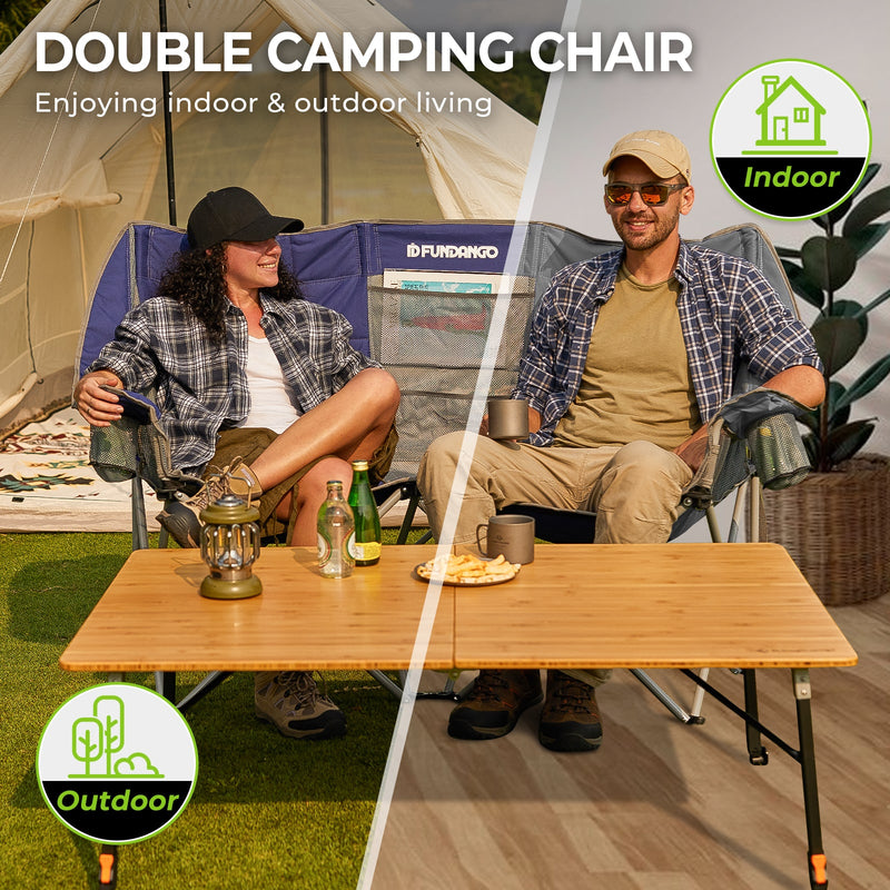 Load image into Gallery viewer, FUNDANGO Double Sofa Chair Loveseat Camping Chairs Blue