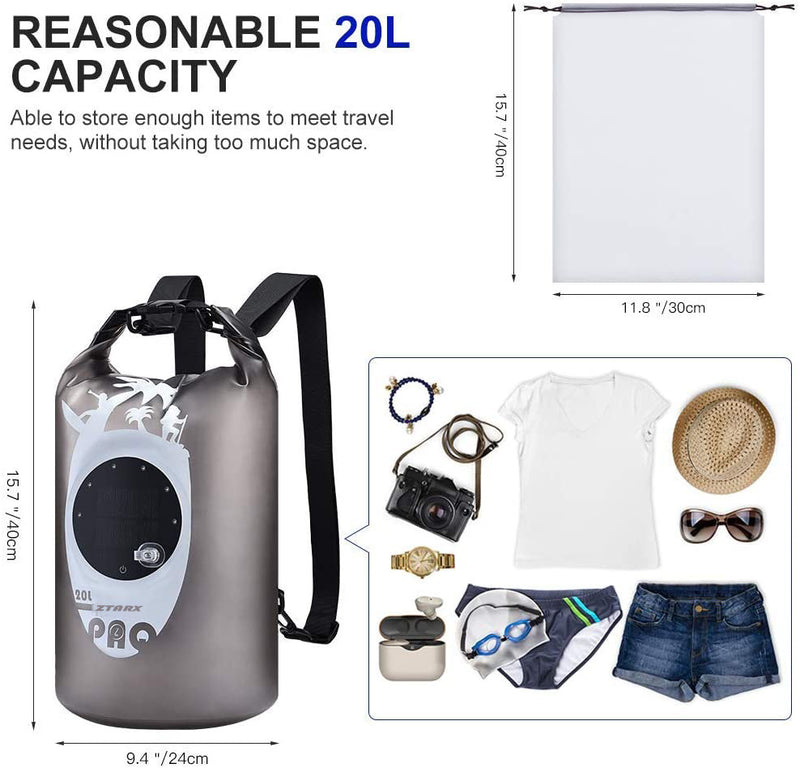 Load image into Gallery viewer, KinWild Dry Bag Waterproof with Solar Bluetooth Speaker & Light