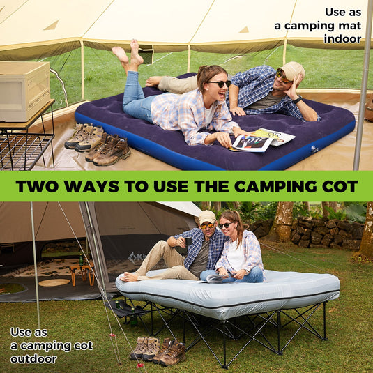 FUNDANGO Queen Camping Cot with Detachable Air Mattress