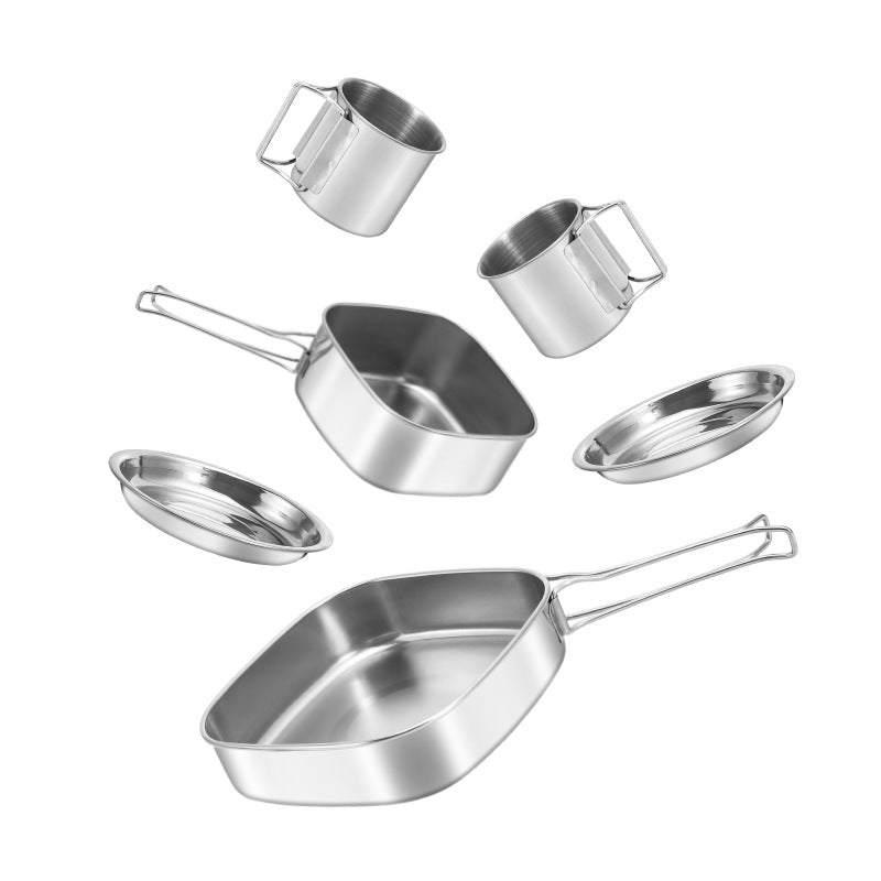 Load image into Gallery viewer, KinWild 6pcs Stainless Steel Camp Cook Set