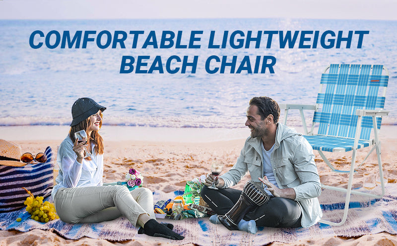 Cargue la imagen en el visor de la galería, WEJOY Beach Chair - Foldable and Portable Lawn Chair with Hard Armrest