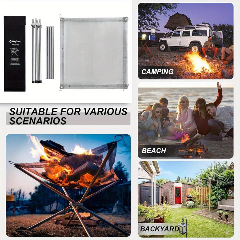 Load image into Gallery viewer, KingCamp Fire Stand Stainless Steel Bonfire Rack