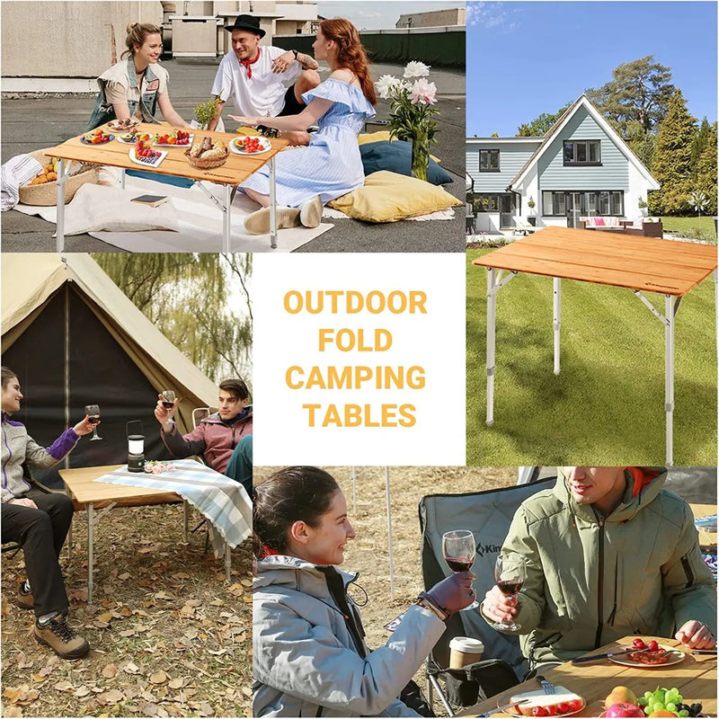 Laden Sie das Bild in Galerie -Viewer, KingCamp 4-Folding Bamboo Table