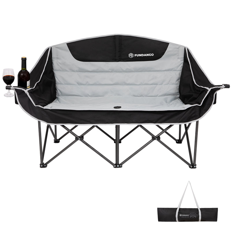 Load image into Gallery viewer, FUNDANGO Horizon Bliss P2 Double Folding Camping Loveseat | 2-Person Padded Outdoor Couch with Cup Holders Heavy Duty 880lb Capacity