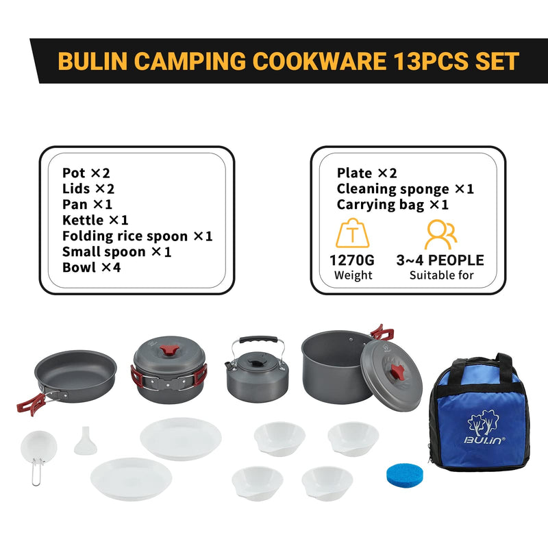 Load image into Gallery viewer, BULIN Camping Cookware Mess Kit
