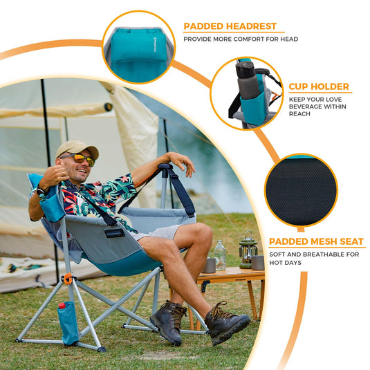 KingCamp ORCHID C20 Folding Rocking Chair Hammock Camping Chair with Cup Holder
