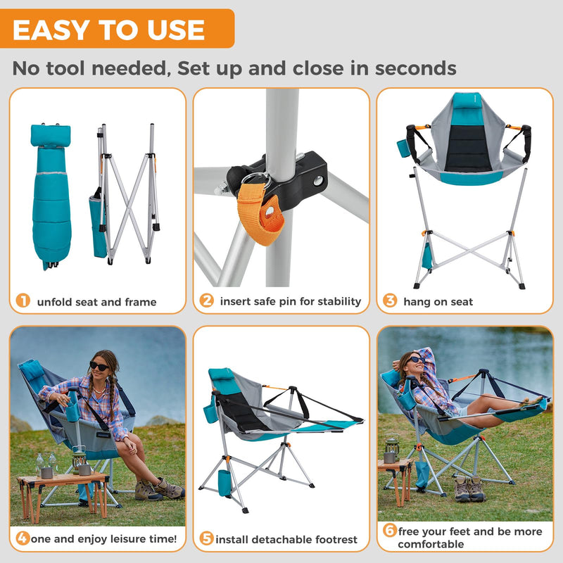 Load image into Gallery viewer, KingCamp ORCHID C20 Folding Rocking Chair Hammock Camping Chair