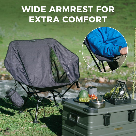 ATEPA Ultralight Backpacking Chair - 440lb Capacity, Compact Folding Camp Chair with Side Pocket for Hiking, Camping, Festivals & Outdoor Concerts