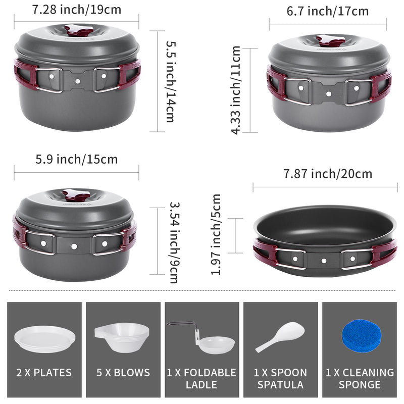Cargue la imagen en el visor de la galería, KingCamp Climber III Hard-anodized Aluminum Cookware Set