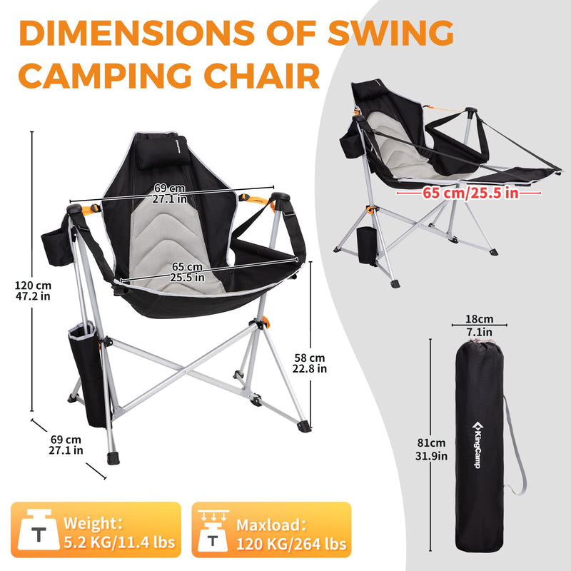 Load image into Gallery viewer, KingCamp ORCHID C20 Folding Rocking Chair Hammock Camping Chair