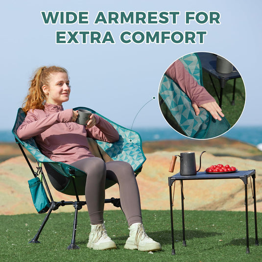 ATEPA Ultralight Backpacking Chair - 440lb Capacity, Compact Folding Camp Chair with Side Pocket for Hiking, Camping, Festivals & Outdoor Concerts