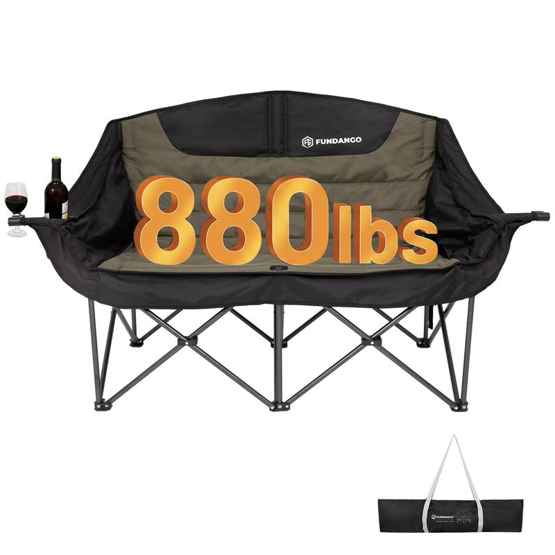 Load image into Gallery viewer, FUNDANGO Horizon Bliss P2 Double Folding Camping Loveseat | 2-Person Padded Outdoor Couch with Cup Holders Heavy Duty 880lb Capacity
