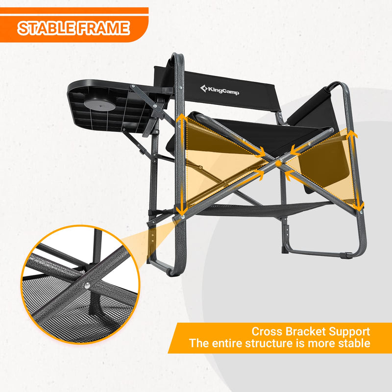 Cargue la imagen en el visor de la galería, KingCamp Camping Directors Chairs with Side Table and Storage Pockets