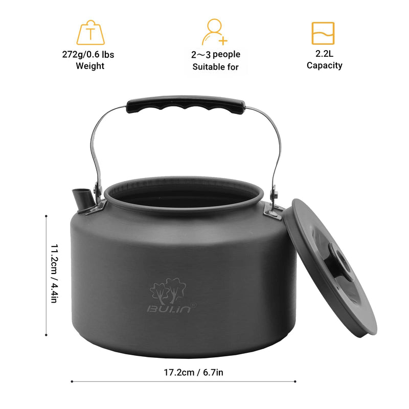 Load image into Gallery viewer, BULIN Hard Anodized Aluminum Camping Kettle 1.6L and 2.2L