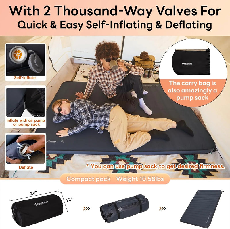 Load image into Gallery viewer, KingCamp Self-Inflating Sleeping Pad with 3D Side Walls