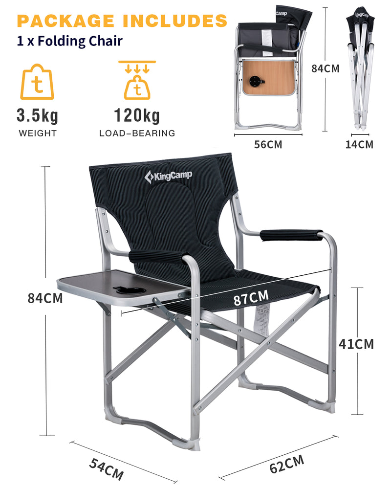 Laden Sie das Bild in Galerie -Viewer, KingCamp Foldable Director's Chair with Padded Armrest and Back