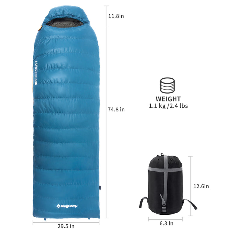 Load image into Gallery viewer, KingCamp FAVOURER 425 Hooded Rectangular Sleeping Bag