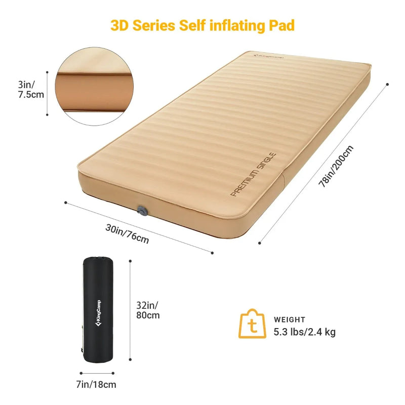 Cargue la imagen en el visor de la galería, KingCamp PREMIUM SINGLE Self Inflating Sleeping Pad