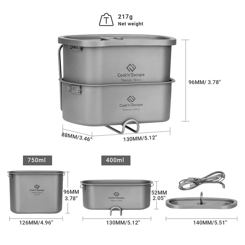 Load image into Gallery viewer, Cook'n'Escape Titanium Military Lunch Box Kettle Combination