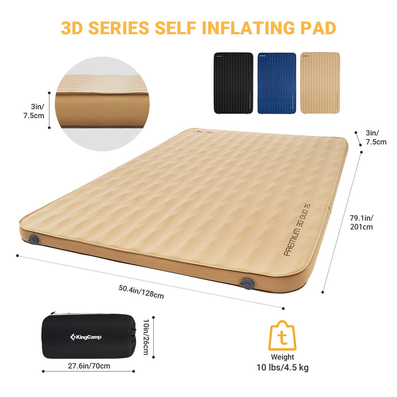 Load image into Gallery viewer, KingCamp Roll Up Camping Foam Pad Double Self-inflateble Pad for all season