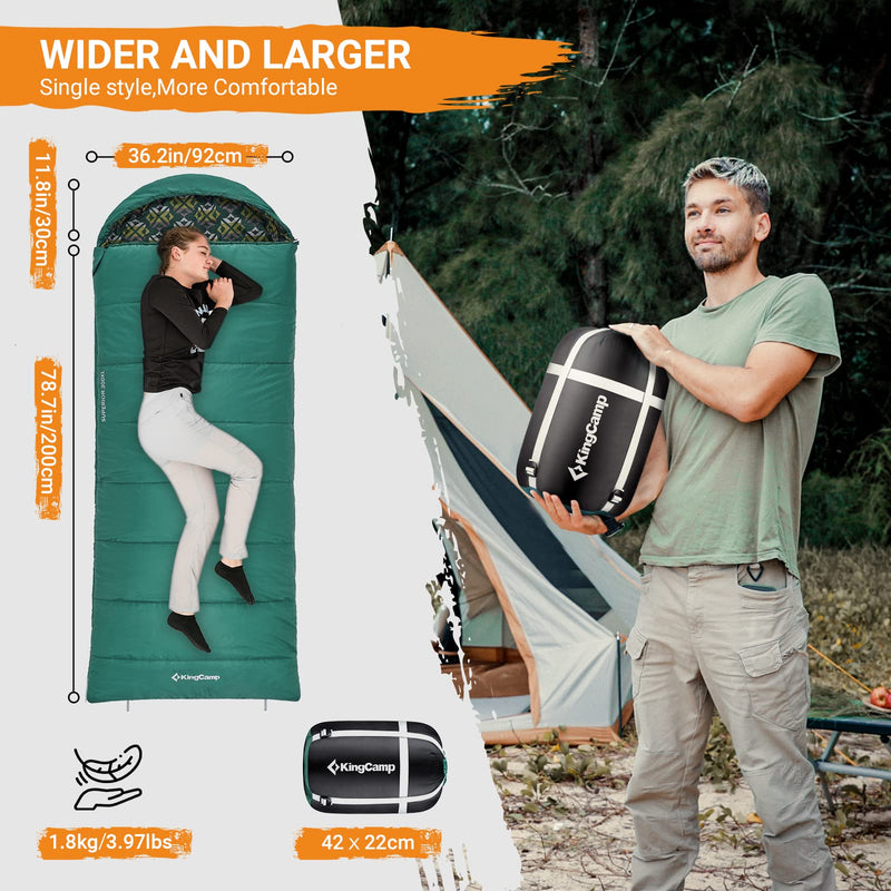 Load image into Gallery viewer, KingCamp SUPERIOR 300XL Sleeping Bag-Envelope With Hood