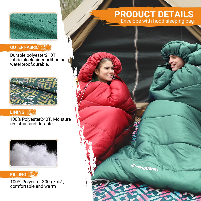 Load image into Gallery viewer, KingCamp SUPERIOR 300XL Sleeping Bag-Envelope With Hood