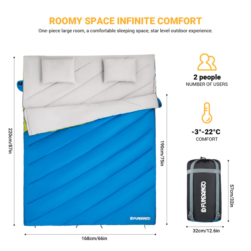 Cargue la imagen en el visor de la galería, Saco de dormir FUNDANGO COMFORT 250D tipo sobre doble