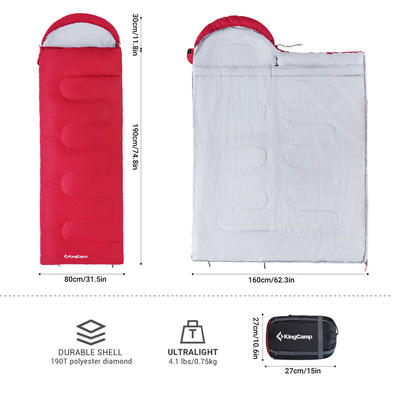 Load image into Gallery viewer, KingCamp Oasis 300 Sleeping Bag-Envelope With Hood