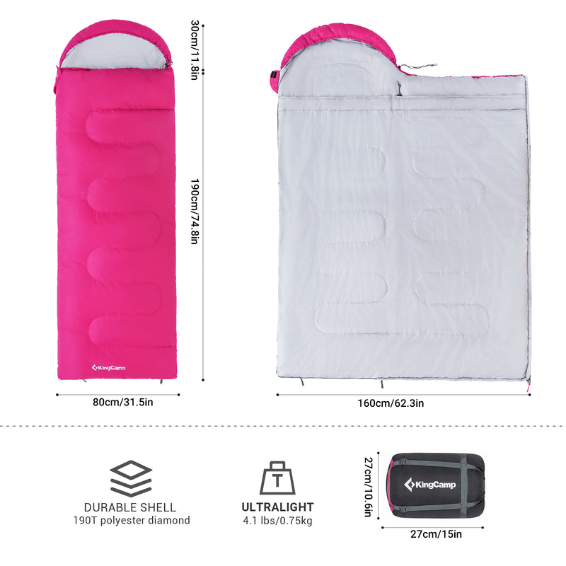 Load image into Gallery viewer, KingCamp Oasis 300 Sleeping Bag-Envelope With Hood