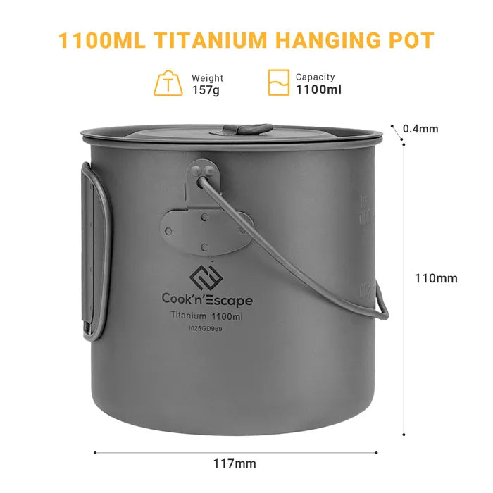 Load image into Gallery viewer, Cook'n'Escape 1100ml Titanium Soloist Titanium Pot
