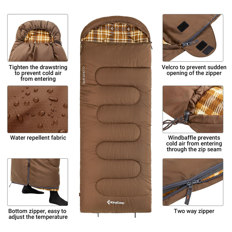Load image into Gallery viewer, KingCamp CLOUDY 300 Flannel Lined Sleeping Bag
