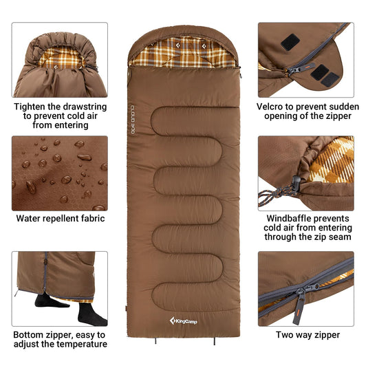 KingCamp CLOUDY 300 Flannel Lined Sleeping Bag