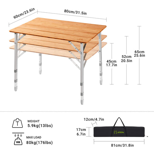 ATEPA BAMBOO 4-Folded Bamboo Table