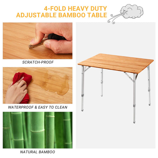 ATEPA BAMBOO 4-Folded Bamboo Table