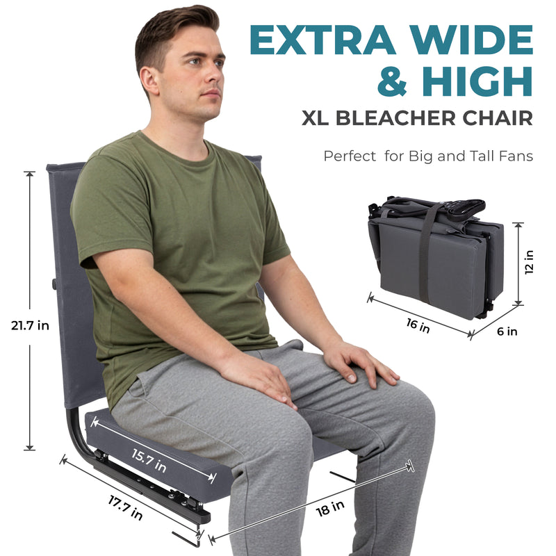 Load image into Gallery viewer, FUNDANGO Extra Wide Stadium Seat with Back Support - Portable Folding Bleacher Chair for Football, Baseball, Concerts & Outdoor Events
