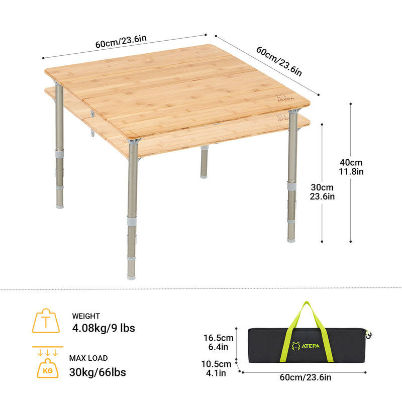 Load image into Gallery viewer, ATEPA 6060 Square Four-Fold Bamboo Table