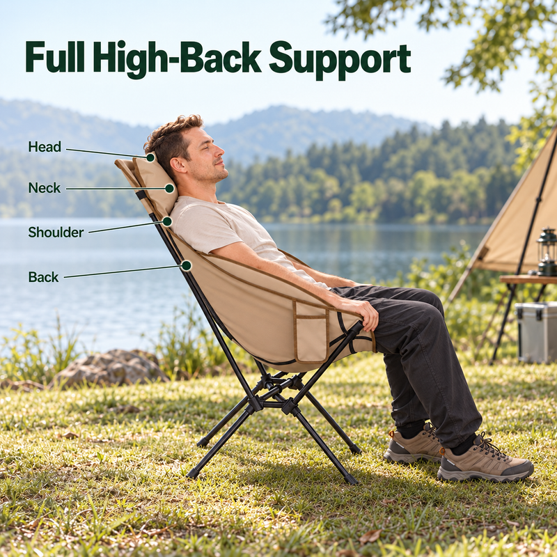 Load image into Gallery viewer, KingCamp BALSA C10 High Back Camping Chair, Lightweight Aluminum Folding Chair with Breathable Mesh, Pillow & Carry Bag