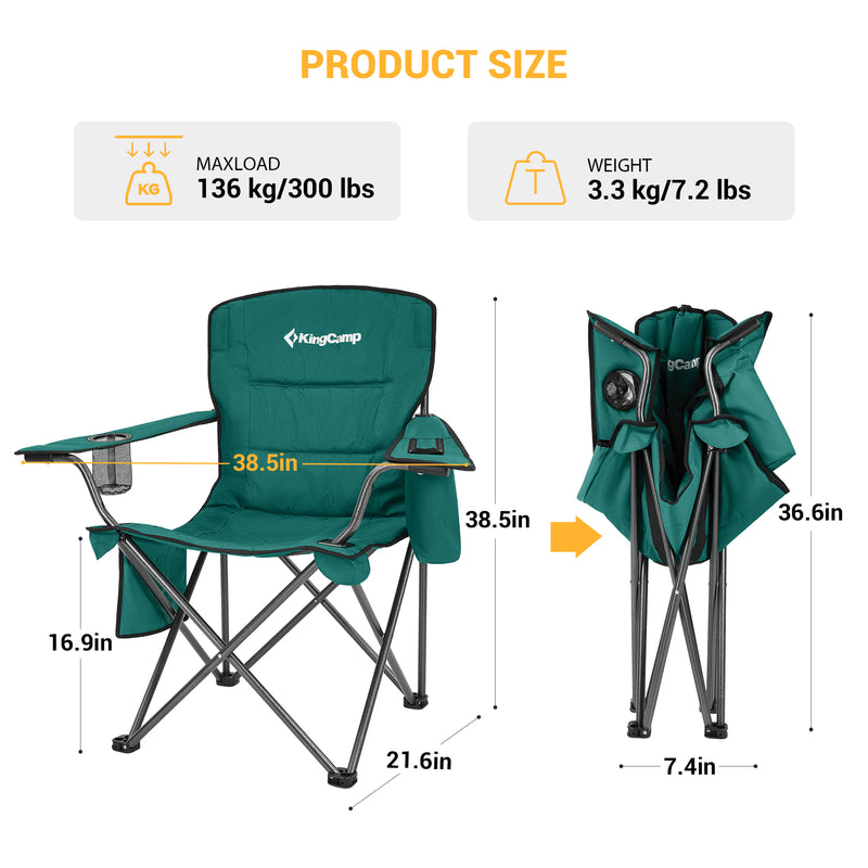 Load image into Gallery viewer, KingCamp Padded Outdoor Folding Quilted Armchair with Built In Cupholder