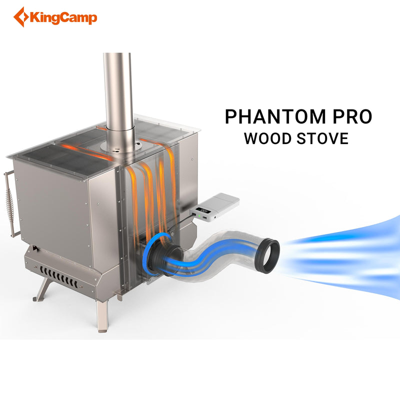 Load image into Gallery viewer, KingCamp Phantom Pro Wood Stove with  Secondary Combustion & Power Bank-Powered Active Heat Circulation System