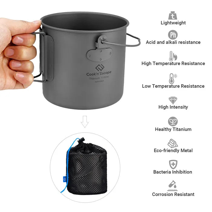 Load image into Gallery viewer, Cook'n'Escape 1100ml Titanium Soloist Titanium Pot