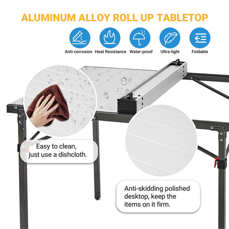 Cargue la imagen en el visor de la galería, KingCamp Aluminum Camping Table Roll Up Tabletop